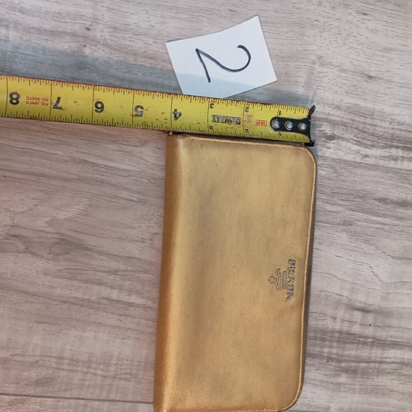 Prada Saffiano Zip Around Wallet Metallic Gold - MyDesignerly - Picture 13 of 13
